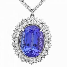 18k Gold 21ct Tanzanite 6ct Diamond Necklace