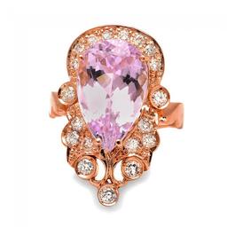 14k Rose Gold 8.50ct Kunzite 0.75ct Diamond Ring