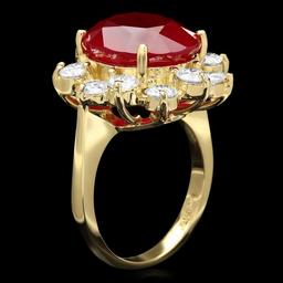 14k Yellow Gold 11.00ct Ruby 2.05ct Diamond Ring