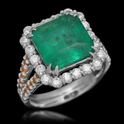 18K Gold 4.04 Emerald 1.37 Diamond Ring