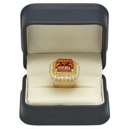 14K Gold 13.81ct Citrine 1.97ct Sapphire 2.39ct Diamond Ring