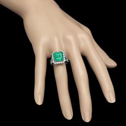 18K Gold 4.04 Emerald 1.37 Diamond Ring