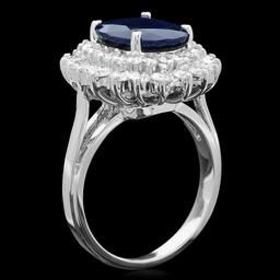 14k Gold 4.00ct Sapphire 1.65ct Diamond Ring