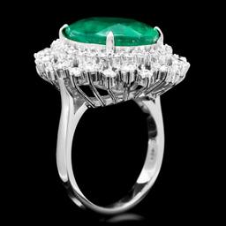 14k White Gold 8.10ct Emerald 1.80ct Diamond Ring