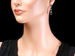 14k Gold 6ct Sapphire .35ct Diamond Earrings