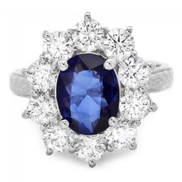 18k Gold 2.10ct Sapphire 2.10ct Diamond Ring