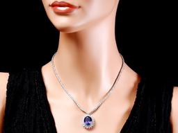 18k Gold 12ct Tanzanite 11ct Diamond Pendant