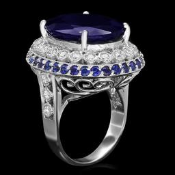 14k Gold 19.2ct Sapphire 0.90ct Diamond Ring