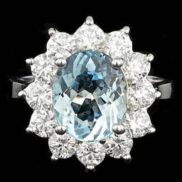 14k Gold 6.00ct Aquamarine 1.75ct Diamond Ring