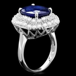 14k Gold 8.00ct Sapphire 1.65ct Diamond Ring