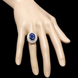 14k Gold 8.00ct Sapphire 1.65ct Diamond Ring