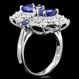 14k White Gold 3.5ct Sapphire 1.00ct Diamond Ring