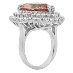 14K Gold 12.28ct Morganite 2.71ct Diamond Ring