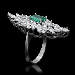 14K Gold 2.15ct Emerald 3.28ct Diamond Ring
