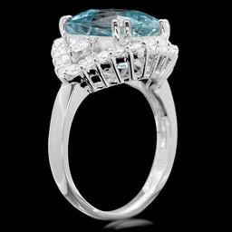 14k Gold 5.00ct Aquamarine 1.00ct Diamond Ring