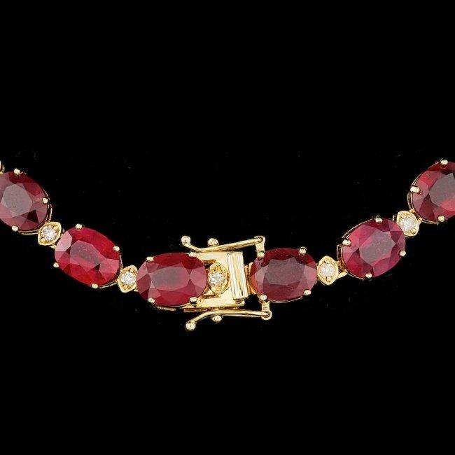 18k Gold 115.00ct Ruby 1.85ct Diamond Necklace