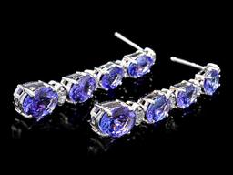 14k Gold 5ct Tanzanite 0.35ct Diamond Earrings