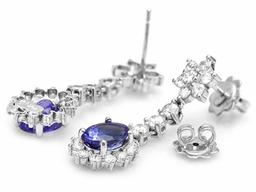 14k Gold 3ct Tanzanite 2.30ct Diamond Earrings