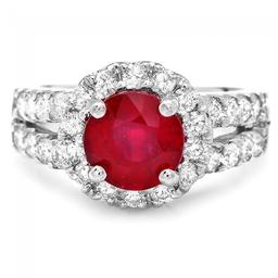 14k White Gold 3.00ct Ruby 1.30ct Diamond Ring