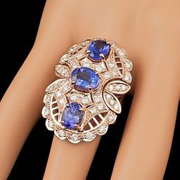 14k Rose 5.50ct Tanzanite 1.60ct Diamond Ring