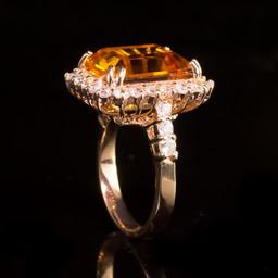 14k Gold 7.93ct Citrine 1.41ct Diamond Ring