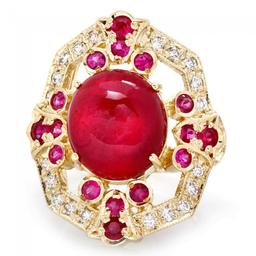 14k Yellow Gold 13ct Ruby 0.50ct Diamond Ring