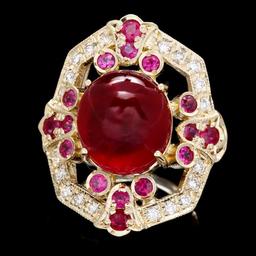 14k Yellow Gold 13ct Ruby 0.50ct Diamond Ring