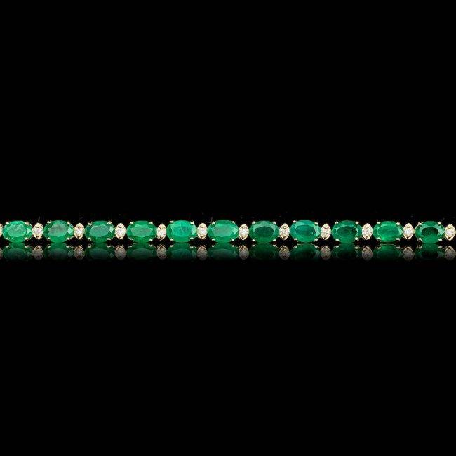 14k Gold 14.00ct Emerald 1.00ct Diamond Bracelet