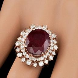 14k Rose Gold 8.50ct Ruby 1.50ct Diamond Ring