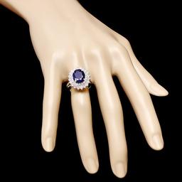 14k Gold 4.00ct Sapphire 1.65ct Diamond Ring