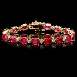 14k Gold 27.50ct Ruby 0.90ct Diamond Bracelet