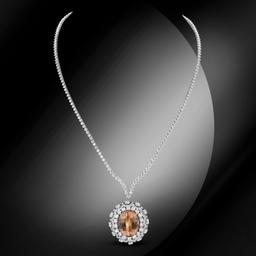 14K Gold 18.50cts Morganite & 11.80cts Diamond Necklace