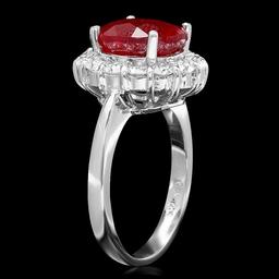 14k White Gold 5.00ct Ruby 0.90ct Diamond Ring