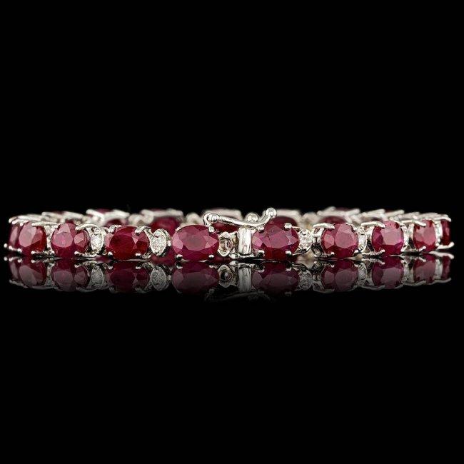 14k Gold 17.50ct Ruby 0.70ct Diamond Bracelet