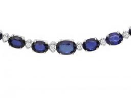 14k Gold 29ct Sapphire 1.10ct Diamond Necklace