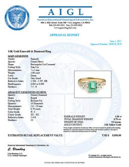 14k Gold 1.60ct Emerald 0.70ct Diamond Ring
