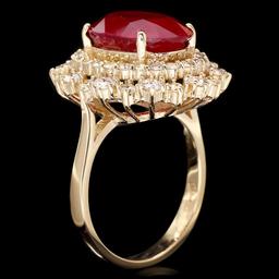 14k Yellow Gold 7.70ct Ruby 1.50ct Diamond Ring