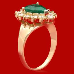 14k Gold 1.91ct Emerald 1.20ct Diamond Ring