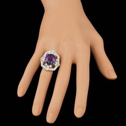 14k Gold 7.50ct Amethyst 2.60ct Diamond Ring