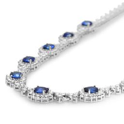 14K Gold 7.88ct Sapphire 8.79cts Diamond Necklace