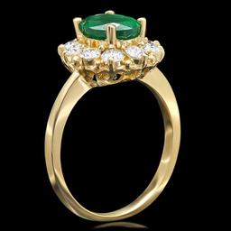 14k Gold 1.55ct Emerald 0.90ct Diamond Ring