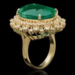 14K Gold 17.93ct Emerald 2.10ct Diamond Ring