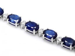 14k Gold 16ct Sapphire 0.75ct Diamond Bracelet