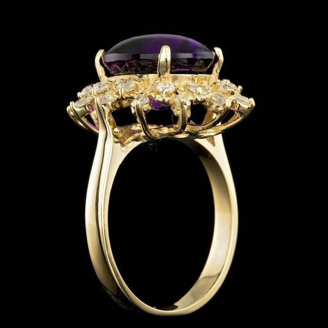 14k Gold 5.00ct Amethyst 0.70ct Diamond Ring