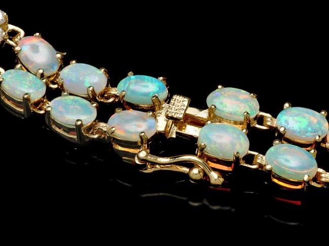 14k Gold 12.5ct Opal 1.75ct Diamond Bracelet