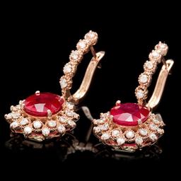 14k Rose Gold 9.00ct Ruby 1.60ct Diamond Earrings