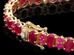 14k Yellow Gold 18ct Ruby 1.15ct Diamond Bracelet