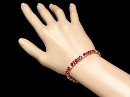 14k Yellow Gold 18ct Ruby 1.15ct Diamond Bracelet