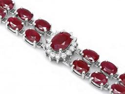 14k White Gold 22ct Ruby 1.30ct Diamond Bracelet