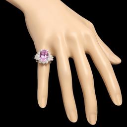 14k White Gold 6.00ct Kunzite 2.10ct Diamond Ring